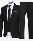 Elegant Slim-Fit Men's Suit - Versatile Black Suit for Weddings & Formal Events-1