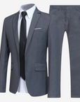 Elegant Slim-Fit Men's Suit - Versatile Black Suit for Weddings & Formal Events-2