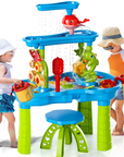 3-in-1 Sand and Water Play Table for Kids – Durable Outdoor Fun with 15 Accessories 0