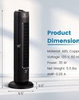 35W 28 Inch Quiet Bladeless Oscillating Tower Fan 2