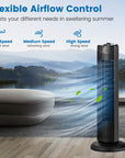 35W 28 Inch Quiet Bladeless Oscillating Tower Fan 5