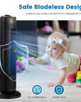35W 28 Inch Quiet Bladeless Oscillating Tower Fan 7