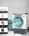 4-in-1 Industrial Evaporative Air Cooler Fan with 12 Gallon Tank and Wheels 3