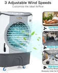 4-in-1 Industrial Evaporative Air Cooler Fan with 12 Gallon Tank and Wheels 4
