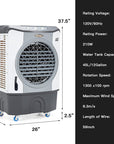 4-in-1 Industrial Evaporative Air Cooler Fan with 12 Gallon Tank and Wheels 5