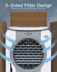 4-in-1 Industrial Evaporative Air Cooler Fan with 12 Gallon Tank and Wheels 6