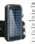 Power Bank Solare 500000mAh – Impermeabile, Doppia USB, Luce LED Integrata per Ricarica Esterna