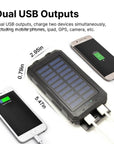 Power Bank Solare 500000mAh – Impermeabile, Doppia USB, Luce LED Integrata per Ricarica Esterna