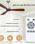 52 Inch Modern Brushed Nickel Finish Ceiling Fan with Remote Control 4