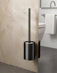 AeroStone | Stylish Black Wall Mounted Toilet Brush Holder Set 0