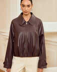 Alison | Collared Zip-Up Faux PU Jacket 2
