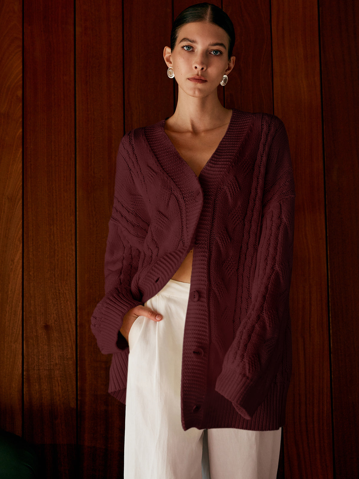 Aliyah | Elegant Oversized Cable Knit Outwear 7