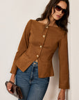 Amyra | Suede Fitted Metal Button Jacket 0