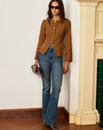 Amyra | Suede Fitted Metal Button Jacket 1
