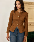 Amyra | Suede Fitted Metal Button Jacket 3