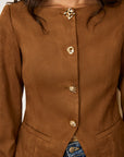 Amyra | Suede Fitted Metal Button Jacket 4