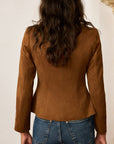 Amyra | Suede Fitted Metal Button Jacket 5