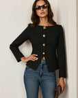 Amyra | Suede Fitted Metal Button Jacket 8