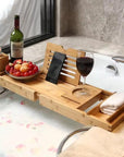 AquaBamboo | Versatile Expandable Bamboo Bathtub Caddy Tray 1