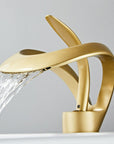 AquaGold | Elegant Modern Brushed Gold Bathroom Sink Faucet 6