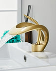 AquaGold | Elegant Modern Brushed Gold Bathroom Sink Faucet 8
