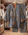 AquarelleCotton | Elegant Artistic Watercolor Kimono Pajama Set 2