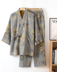 AquarelleCotton | Elegant Artistic Watercolor Kimono Pajama Set 3