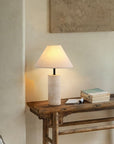 Artisanel | Lorie Marble + Linen Table Lamp for Minimalist Interior 2