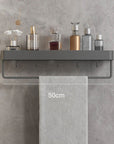 AureaShelf | Stylish Gray Floating Bathroom Storage Shelves with No-Drill Installation 10