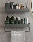 AureaShelf | Stylish Gray Floating Bathroom Storage Shelves with No-Drill Installation 1