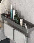 AureaShelf | Stylish Gray Floating Bathroom Storage Shelves with No-Drill Installation 3