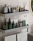 AureaShelf | Stylish Gray Floating Bathroom Storage Shelves with No-Drill Installation 4
