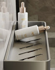 AureaShelf | Stylish Gray Floating Bathroom Storage Shelves with No-Drill Installation 5