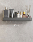 AureaShelf | Stylish Gray Floating Bathroom Storage Shelves with No-Drill Installation 6