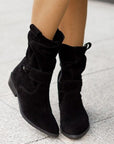 Black Ankle Boots for Women - Stylish Faux Leather Low Heel Booties with Side Tubes 1