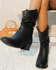 Black Leather Ankle Boots for Women – Stylish Western Design, Sizes 36 to 42 2