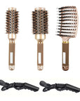BlowOut Pro - Ionic Boar Bristle Round Hairbrush Set for Salon-Quality Styling 0