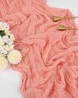 BlushGauze | Elegant Pleated Cotton Cheesecloth Table Runner Set of 10 4