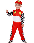 Boys Fun Halloween Racing Costume Set | Checkered Long Sleeve Jumpsuit 0