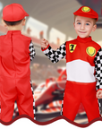 Boys Fun Halloween Racing Costume Set | Checkered Long Sleeve Jumpsuit 1