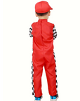 Boys Fun Halloween Racing Costume Set | Checkered Long Sleeve Jumpsuit 2