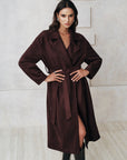 Cameron | Suede Belted Long Trench Coat 0
