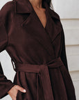 Cameron | Suede Belted Long Trench Coat 4