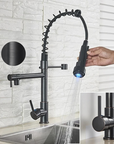 Chrome LED Kitchen Faucet with Flexible Spring Spout and Colour-Changing Technology – Single Handle Kitchen Sink Faucet 0