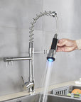 Chrome LED Kitchen Faucet with Flexible Spring Spout and Colour-Changing Technology – Single Handle Kitchen Sink Faucet 4