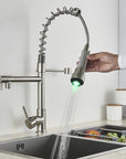 Chrome LED Kitchen Faucet with Flexible Spring Spout and Colour-Changing Technology – Single Handle Kitchen Sink Faucet 7