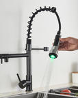 Chrome LED Kitchen Faucet with Flexible Spring Spout and Colour-Changing Technology – Single Handle Kitchen Sink Faucet 9