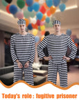 Classic Long Sleeve Halloween Prisoner Costume Set | Striped Inmate 3