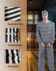 Classic Long Sleeve Halloween Prisoner Costume Set | Striped Inmate 4