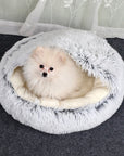 CozyNest | Soft Plush Hooded Cat Bed for Anxiety Relief 1